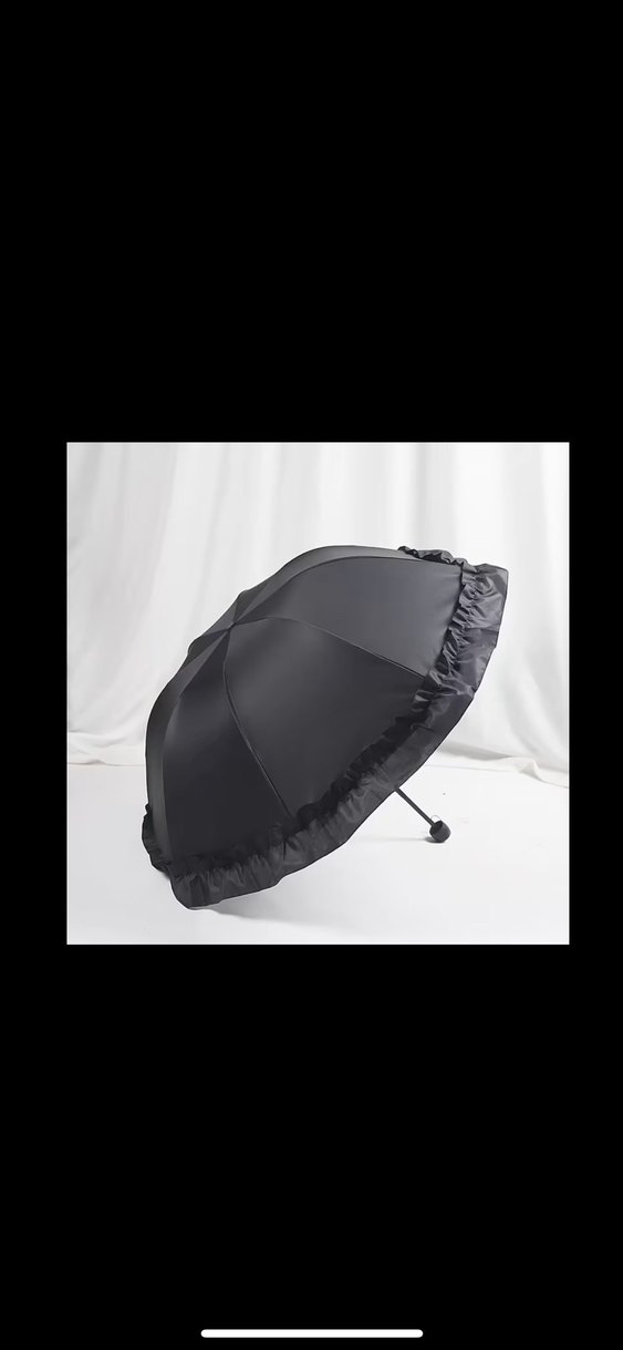 Krem Rengi Fırfırlı Katlanabilir Şemsiye - Görsel 3