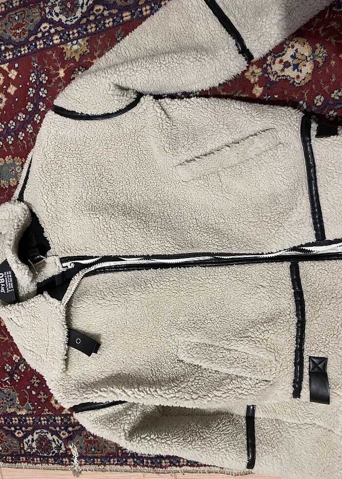 Suni kürklü peluş ceket - Görsel 2