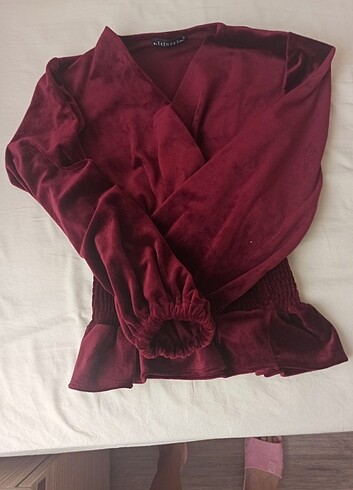 Diğer Bordo kadife bluz