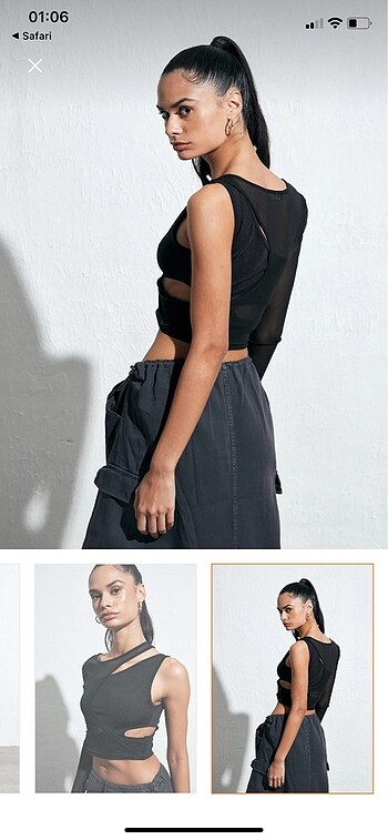 s Beden siyah Renk Cut out detaylı quzu bluz