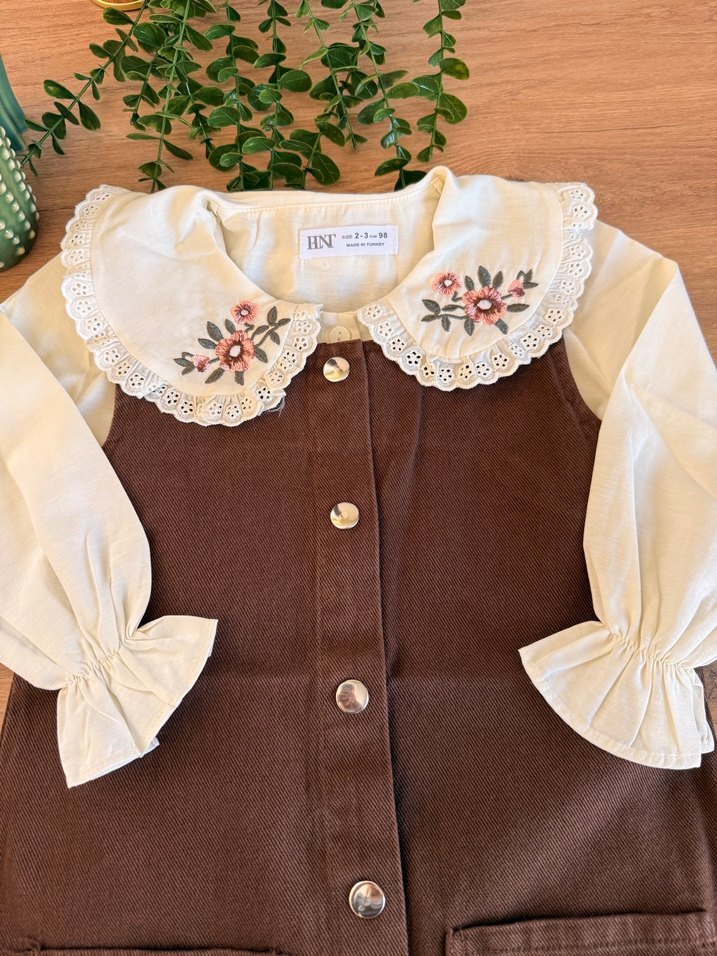 Düğmeli Bohem Tarzı Kız Elbisesi - Görsel 5