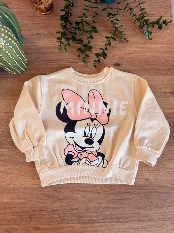 Kız Çocuk Bej Minnie Baskılı Sweatshirt - Görsel 2