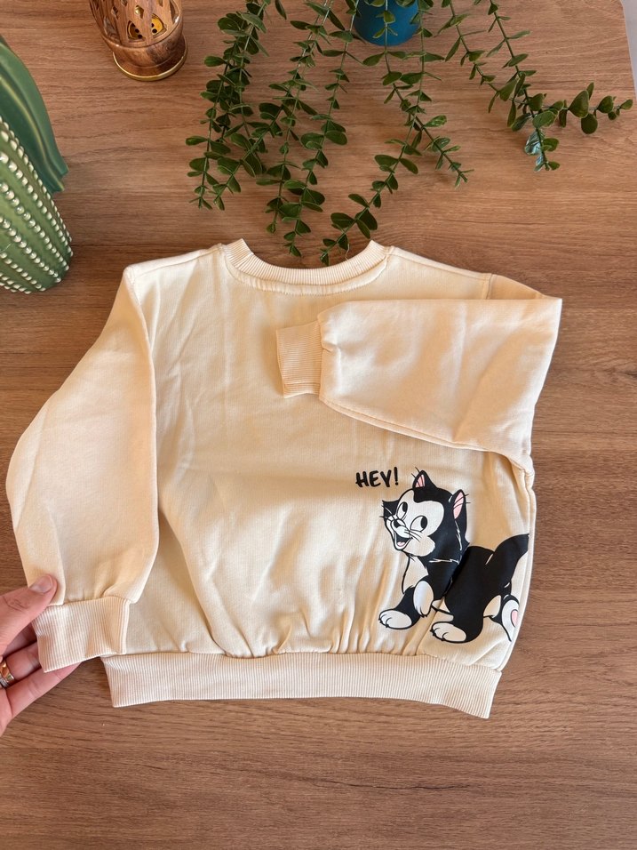 Kız Çocuk Bej Minnie Baskılı Sweatshirt - Görsel 3
