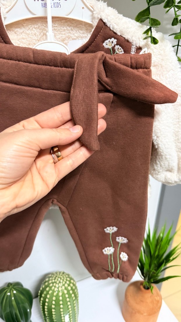 Kahverengi Kürk Detaylı Bebek Kız Tulumu - Görsel 5