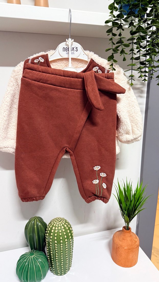 Kahverengi Kürk Detaylı Bebek Kız Tulumu - Görsel 3