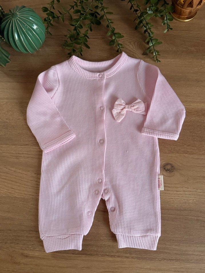 Nakışlı Örgü Bebek Kız Tulum - Pembe - Görsel 2