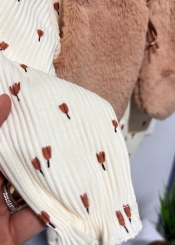 Kız Bebek Tüylü Kahverengi Tulum - Görsel 2