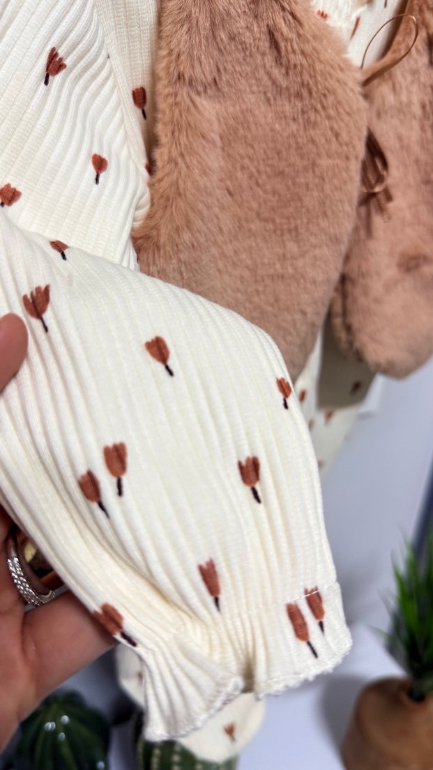 Kız Bebek Tüylü Kahverengi Tulum - Görsel 2