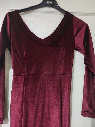 36 Beden bordo Renk Kadife elbise