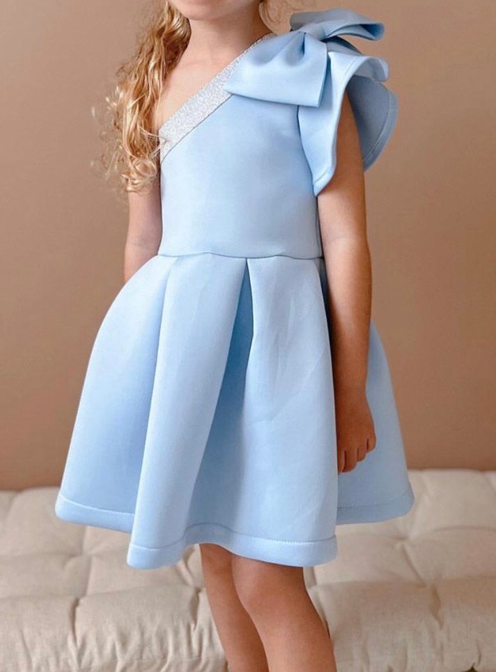 Mavi Straplez Kız Çocuk Elbisesi ve Taç - Görsel 3