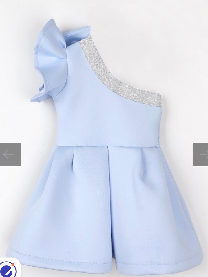 Mavi Straplez Kız Çocuk Elbisesi ve Taç - Görsel 2