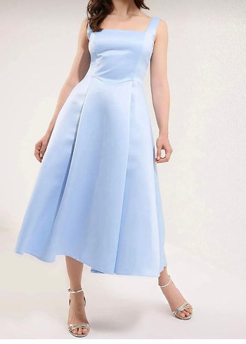 Mavi Midi A Kesim Elbise - Görsel 6