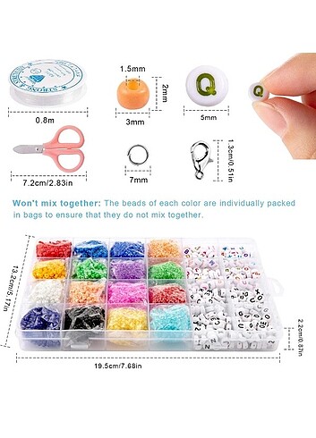 8800 PARÇA 3MM TOHUM CAM BONCUK HARFLİ - Görsel 10