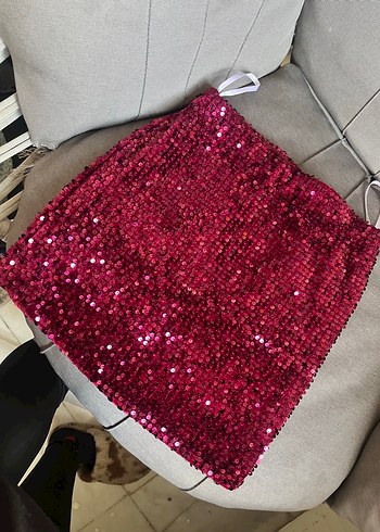 Pembe Payetli Midi Mini Etek - Görsel 2