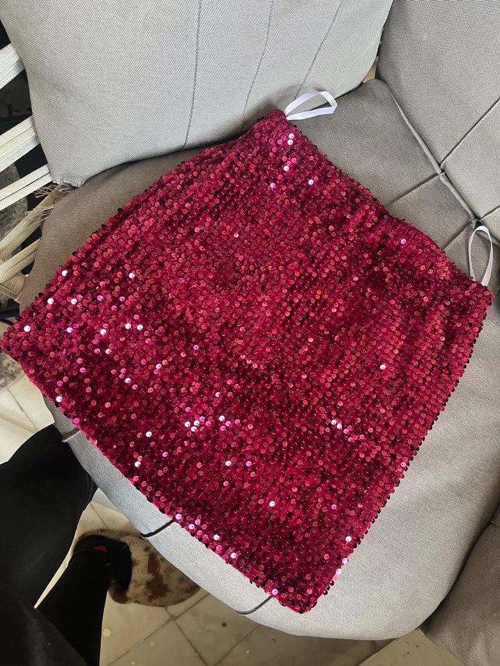 Pembe Payetli Midi Mini Etek - Görsel 2