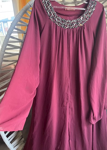 Bordo Uzun Kollu Bohem Uzun Elbise - Görsel 2