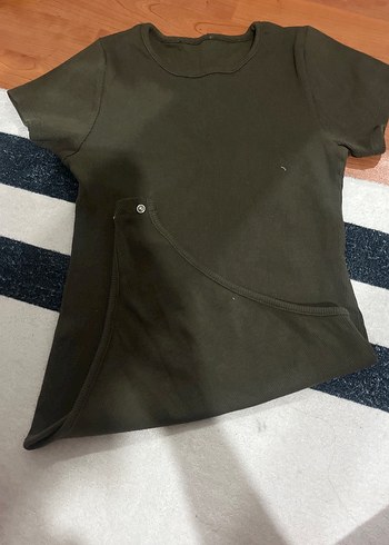 Kahverengi Kısa Kollu Hamile Tişörtü - Görsel 2