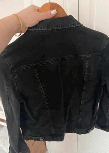 Mango Düğmeli Siyah Kadın Denim Ceket