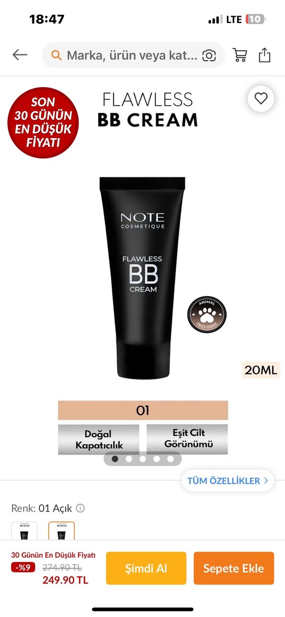 Note 3in1 Glow Skin SPF50 Açık Ton BB Krem - Görsel 4