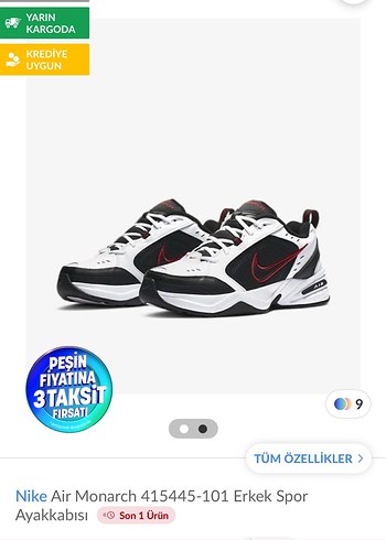 Nike Air Monarch Erkek Spor Ayakkabı Beyaz Siyah
