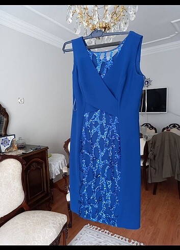 44 Beden mavi Renk Abiye elbise 