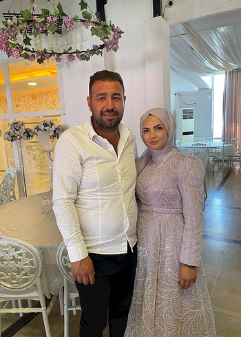 Parlak İşlemeli Mor Uzun Abiye Elbise - Görsel 6