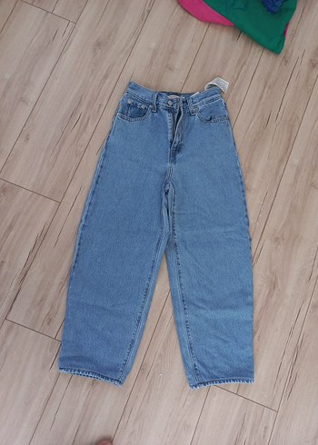 xs Beden Mavi Loose Fit Denim Kadın Jean