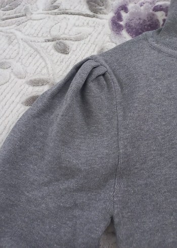 Kadın Gri Boğazlı Kısa Örgü Kazak - Görsel 4