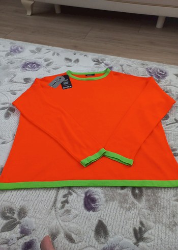 Uzun Kollu Turuncu Kadın Sweatshirt - Görsel 4