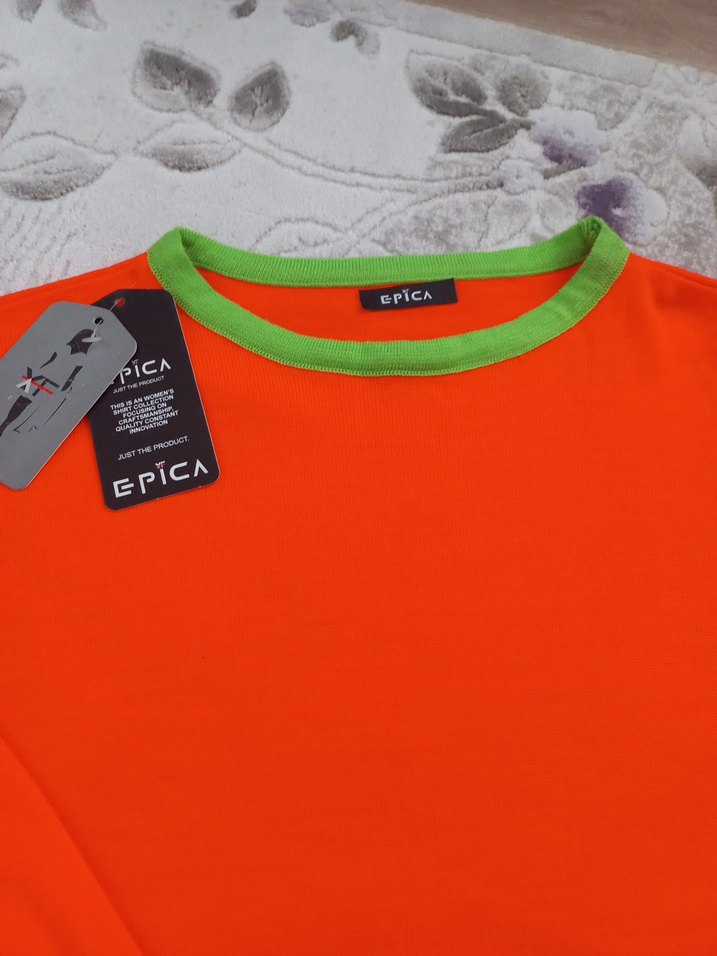 Uzun Kollu Turuncu Kadın Sweatshirt - Görsel 2