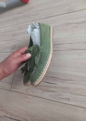 Yeşil Süet Püsküllü Kadın Dolgu Topuk Espadril - Görsel 5