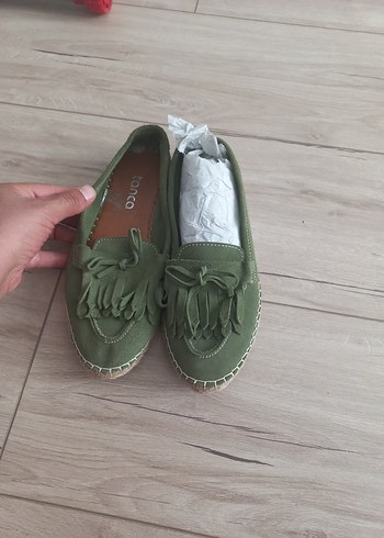 Yeşil Süet Püsküllü Kadın Dolgu Topuk Espadril - Görsel 9