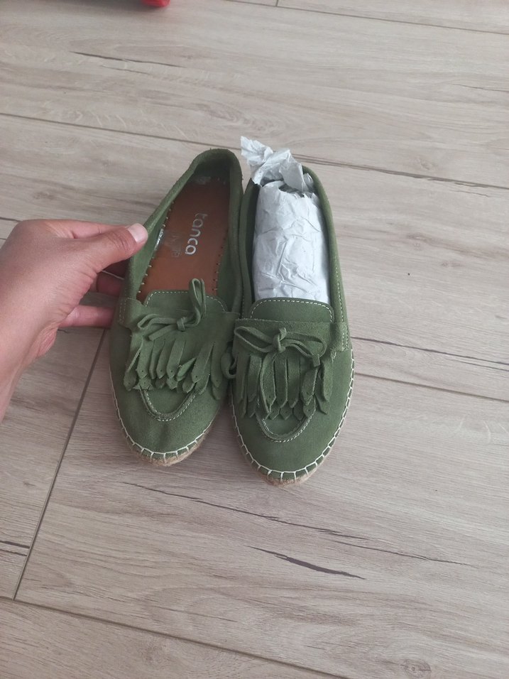 Yeşil Süet Püsküllü Kadın Dolgu Topuk Espadril - Görsel 4