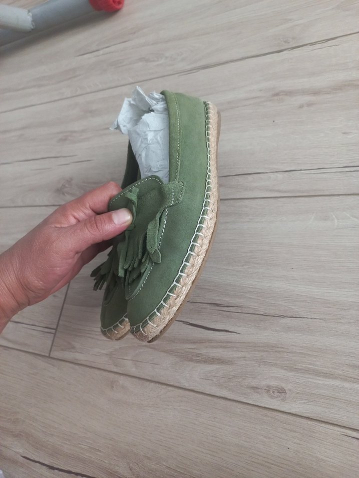 Yeşil Süet Püsküllü Kadın Dolgu Topuk Espadril - Görsel 5