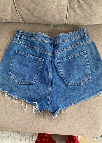 Düğmeli Kadın Mavi Mini Denim Şort - Görsel 2