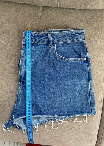 Düğmeli Kadın Mavi Mini Denim Şort - Görsel 3