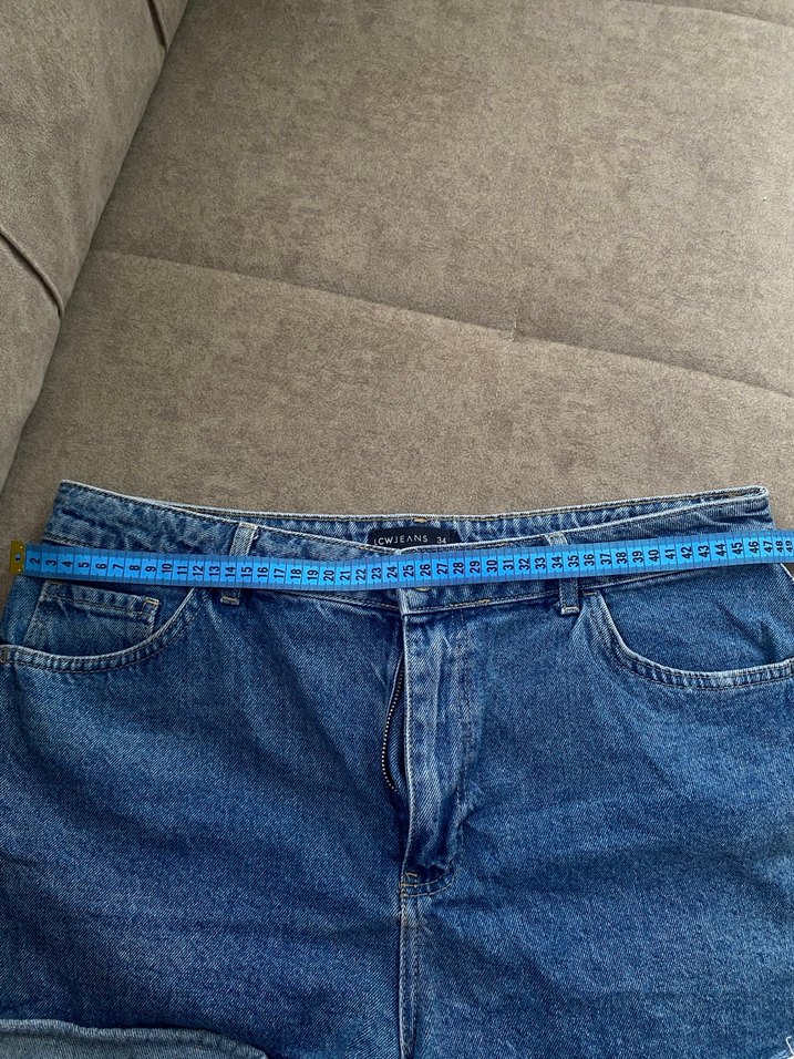 Düğmeli Kadın Mavi Mini Denim Şort - Görsel 4