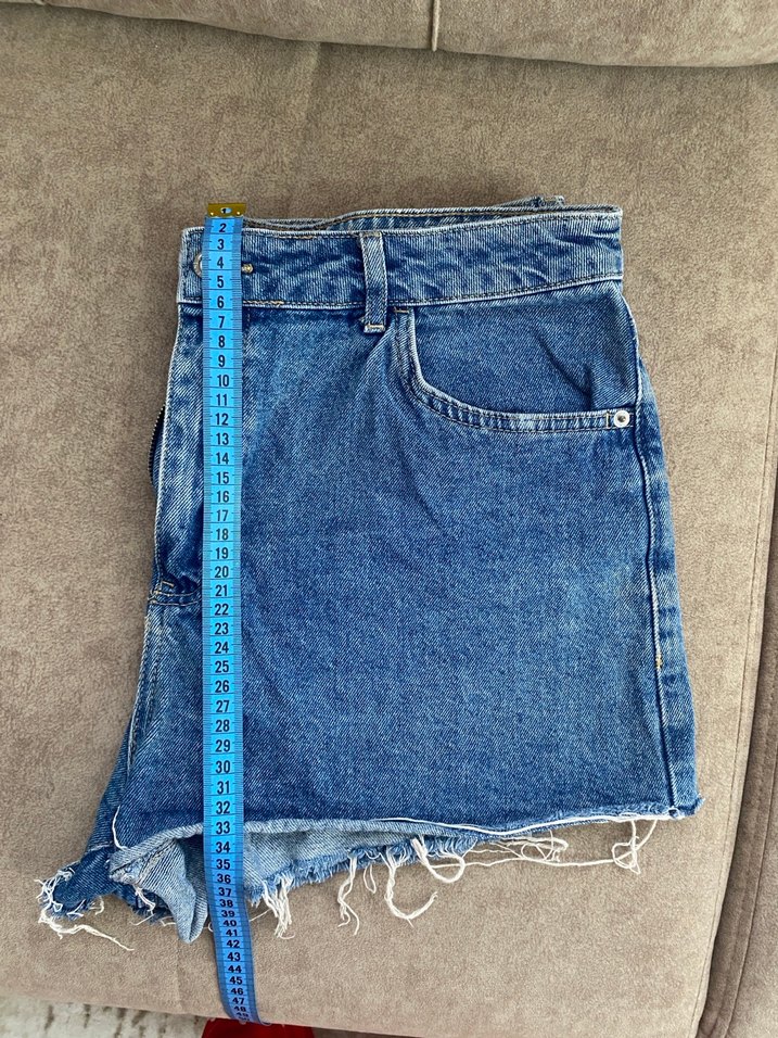 Düğmeli Kadın Mavi Mini Denim Şort - Görsel 3