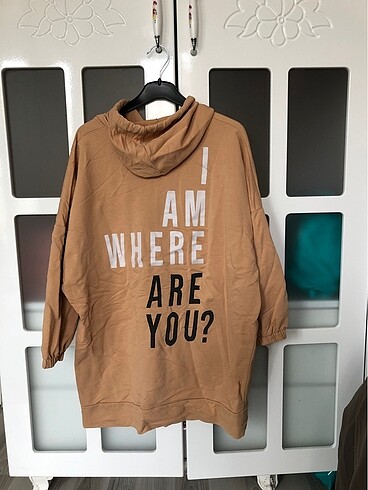 Uzun oversize sweatshirt kahve nude camel
