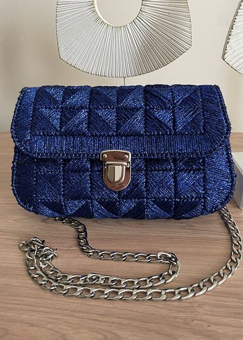 Zincir Detaylı Siyah Örgü Kadın Çanta - Görsel 4