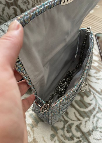 Zincir Detaylı Siyah Örgü Kadın Çanta - Görsel 3