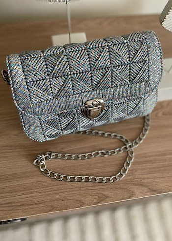 Zincir Detaylı Siyah Örgü Kadın Çanta - Görsel 6