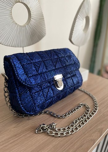 Zincir Detaylı Siyah Örgü Kadın Çanta - Görsel 5