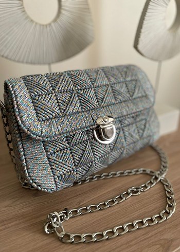 Zincir Detaylı Siyah Örgü Kadın Çanta - Görsel 10