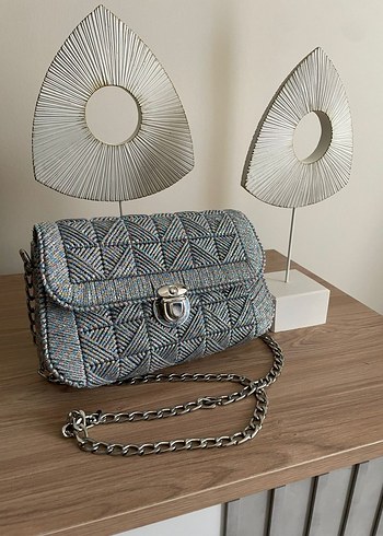 Zincir Detaylı Siyah Örgü Kadın Çanta - Görsel 16