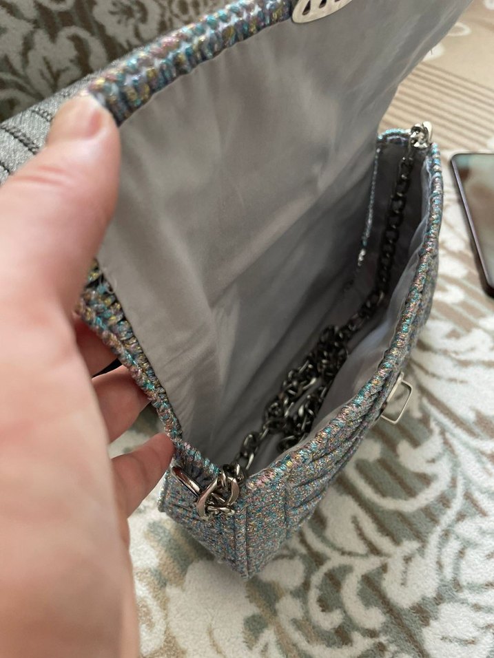 Zincir Detaylı Siyah Örgü Kadın Çanta - Görsel 3