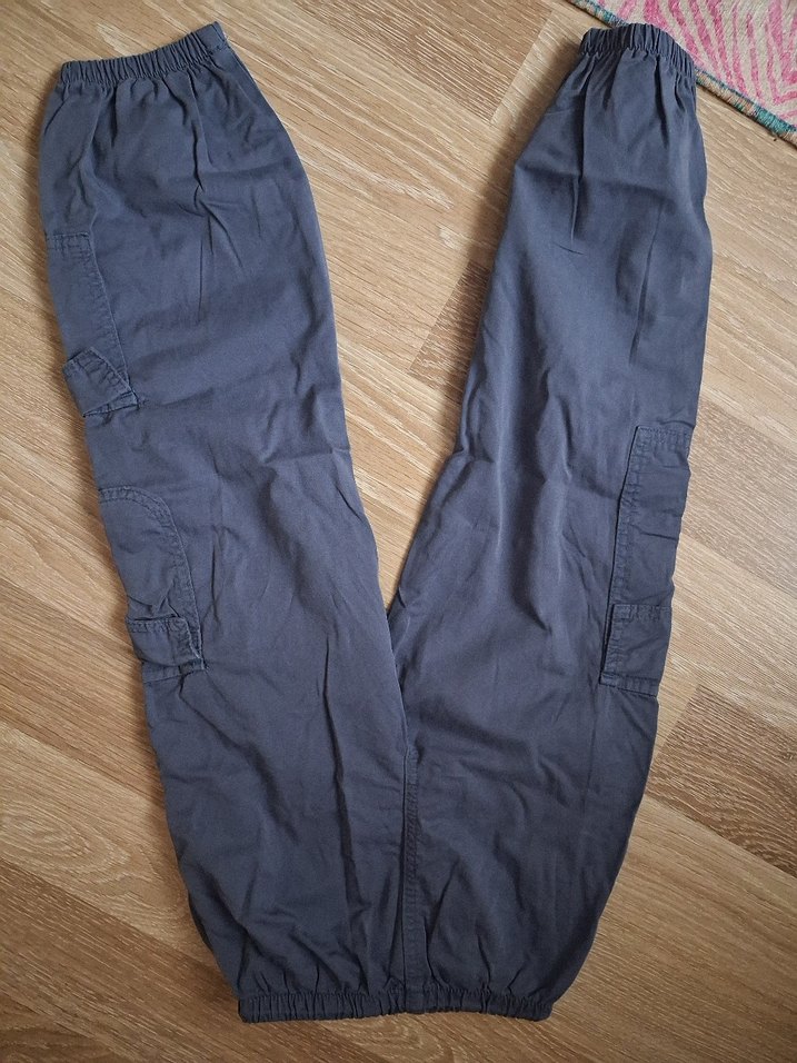 Erkek Çocuk Gri Bol Kesim Kargo Pantolon - Görsel 3