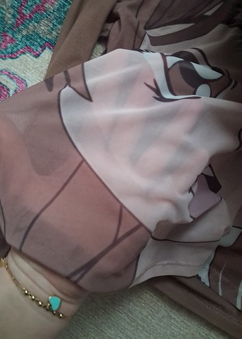 Kız Çocuk Kahverengi Baskılı Uzun Kollu Anime Şeffaf sweat - Görsel 3