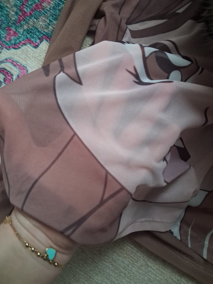 Kız Çocuk Kahverengi Baskılı Uzun Kollu Anime Şeffaf sweat - Görsel 3