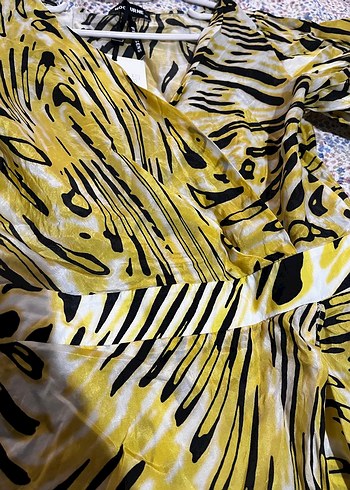 Nocturne Sarı Zebra Desenli Uzun Bohem Elbise - Görsel 8